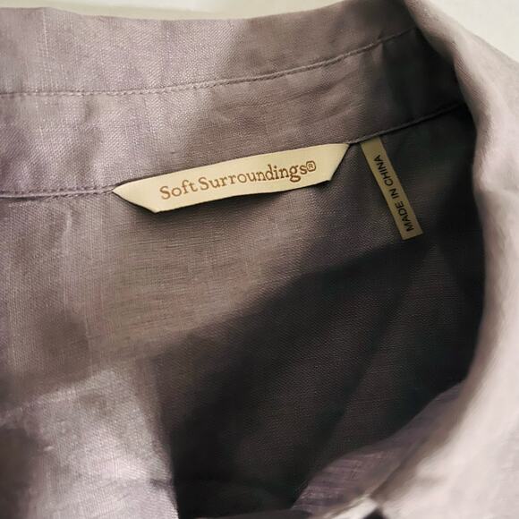 Soft Surroundings Linen Button Up Long Sleeve Top Size S Small - Picture 3 of 6